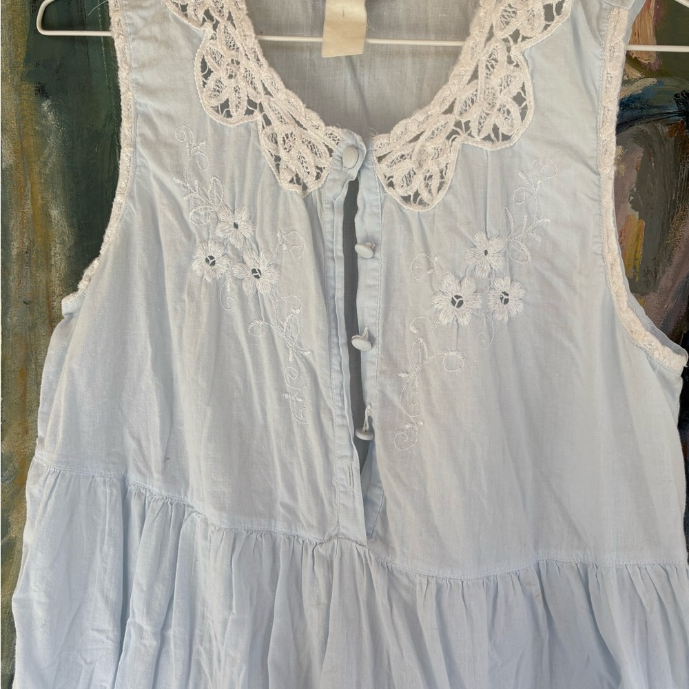 Vintage nightgown baby blue embroidered small - Picture 10 of 12
